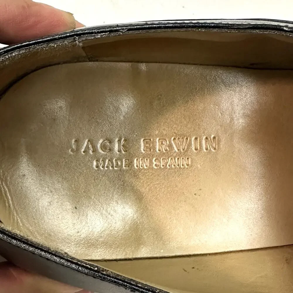 VERY GOOD Jack Erwin Cap-Toe Oxford Black Calf Made in Spain Men's 13